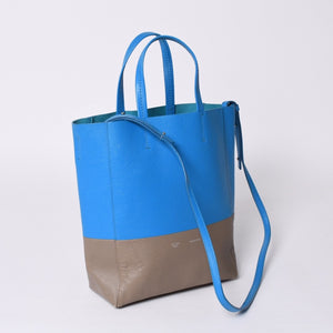 CELINE セリーヌ トートバッグ 2WAY BAG SMALL VERTICAL LEATHER ブルー カーキ 176163 美品 中古 4a000809