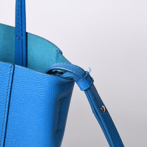 CELINE セリーヌ トートバッグ 2WAY BAG SMALL VERTICAL LEATHER ブルー カーキ 176163 美品 中古 4a000809
