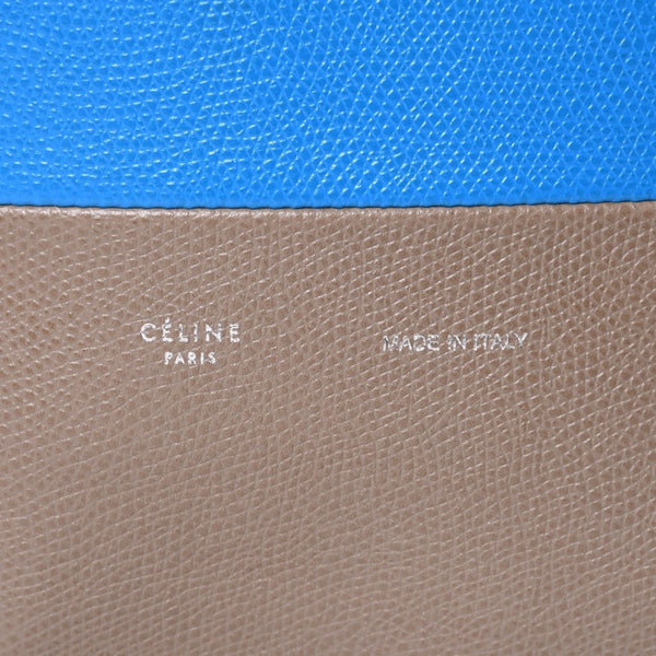 CELINE セリーヌ トートバッグ 2WAY BAG SMALL VERTICAL LEATHER ブルー カーキ 176163 美品 中古 4a000809