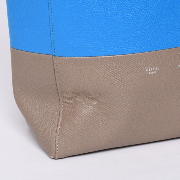 CELINE セリーヌ トートバッグ 2WAY BAG SMALL VERTICAL LEATHER ブルー カーキ 176163 美品 中古 4a000809