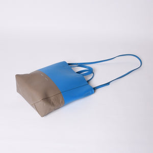 CELINE セリーヌ トートバッグ 2WAY BAG SMALL VERTICAL LEATHER ブルー カーキ 176163 美品 中古 4a000809