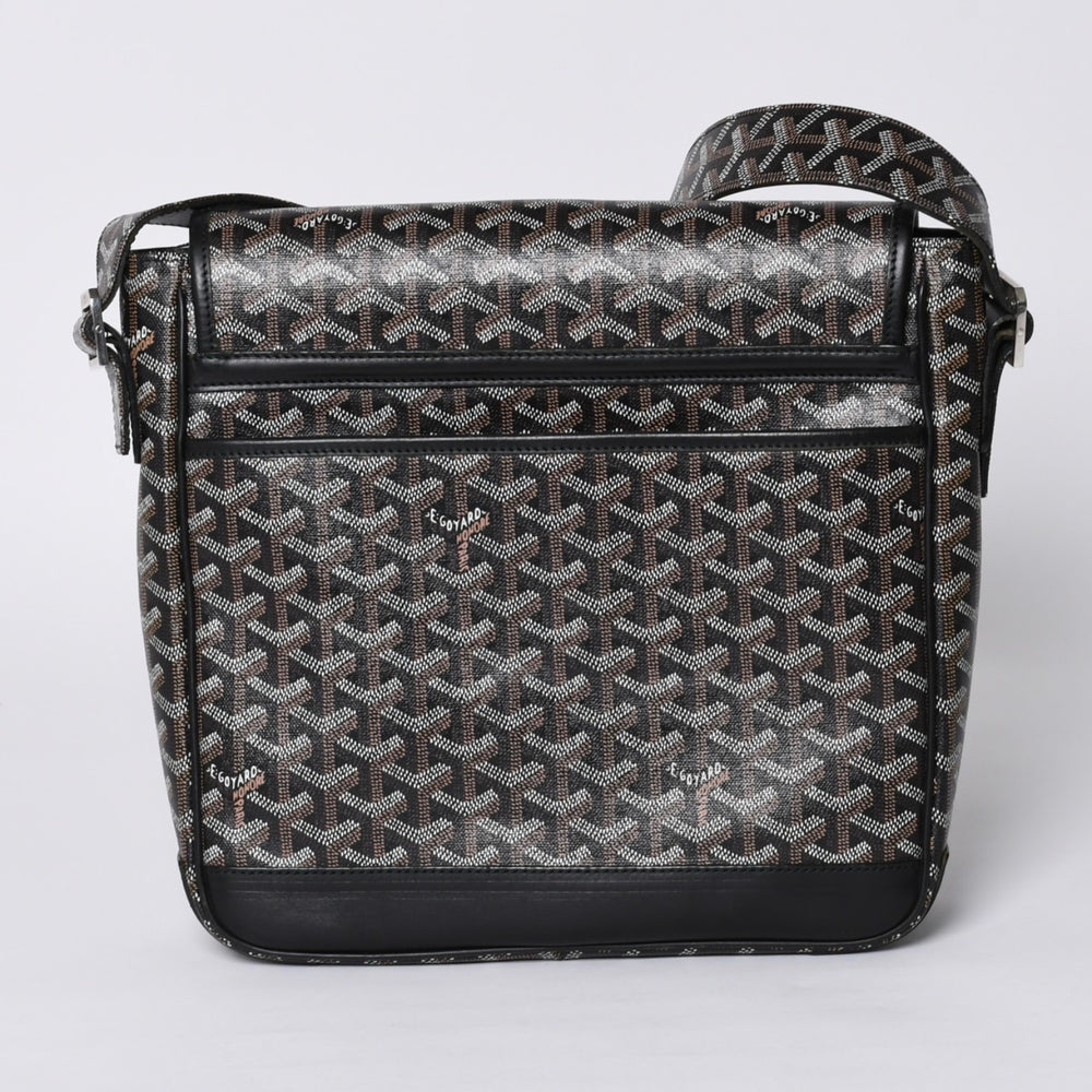 極美品 GOYARD ゴヤール グランブルーMM ショルダーバッグ キャンバス カーフスキン ブラック 中古 4a001230
