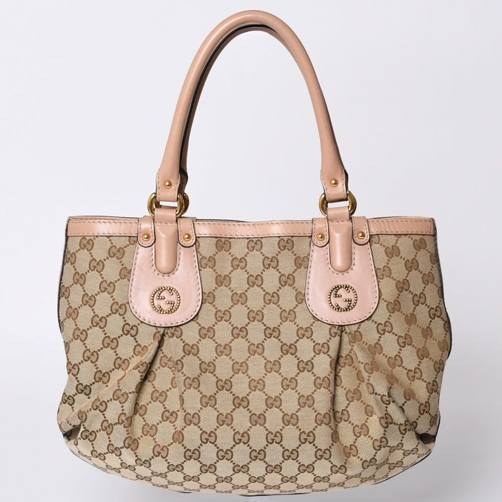 GUCCI グッチ ハンドバッグ 269953 GGキャンバス ベージュ GGロゴ GGキャンバス レザー 美品 中古 4a001091