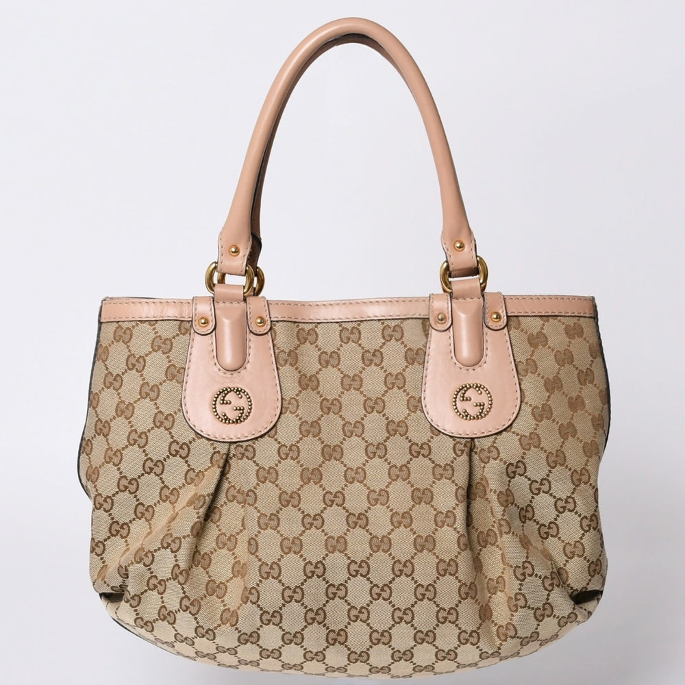 GUCCI グッチ ハンドバッグ 269953 GGキャンバス ベージュ GGロゴ GGキャンバス レザー 美品 中古 4a001091