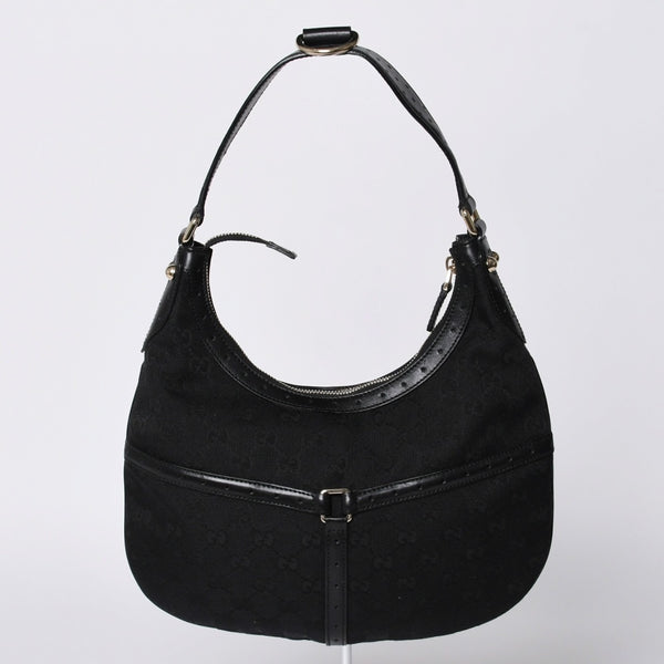 極美品 GUCCI グッチ ショルダーバッグ 114869 ワンショルダー GGキャンバス シェリーライン ブラック 4a001096