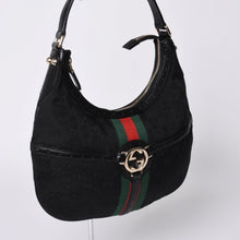 画像をギャラリービューアに読み込む, 極美品 GUCCI グッチ ショルダーバッグ 114869 ワンショルダー GGキャンバス シェリーライン ブラック 4a001096
