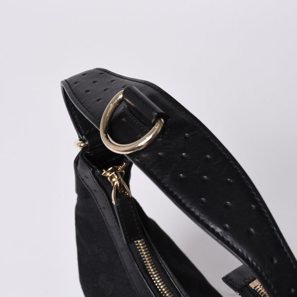 極美品 GUCCI グッチ ショルダーバッグ 114869 ワンショルダー GGキャンバス シェリーライン ブラック 4a001096