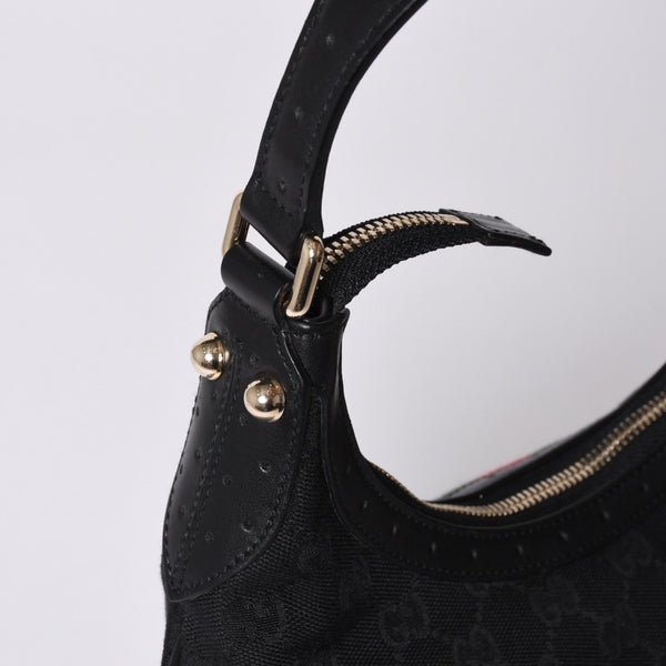 極美品 GUCCI グッチ ショルダーバッグ 114869 ワンショルダー GGキャンバス シェリーライン ブラック 4a001096