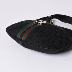 極美品 GUCCI グッチ ショルダーバッグ 114869 ワンショルダー GGキャンバス シェリーライン ブラック 4a001096