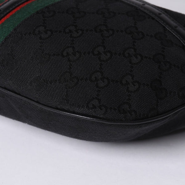 極美品 GUCCI グッチ ショルダーバッグ 114869 ワンショルダー GGキャンバス シェリーライン ブラック 4a001096