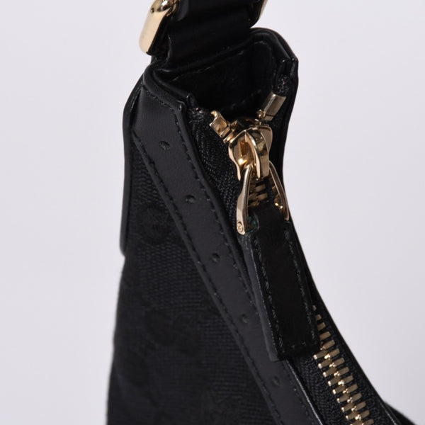 極美品 GUCCI グッチ ショルダーバッグ 114869 ワンショルダー GGキャンバス シェリーライン ブラック 4a001096