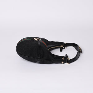 極美品 GUCCI グッチ ショルダーバッグ 114869 ワンショルダー GGキャンバス シェリーライン ブラック 4a001096