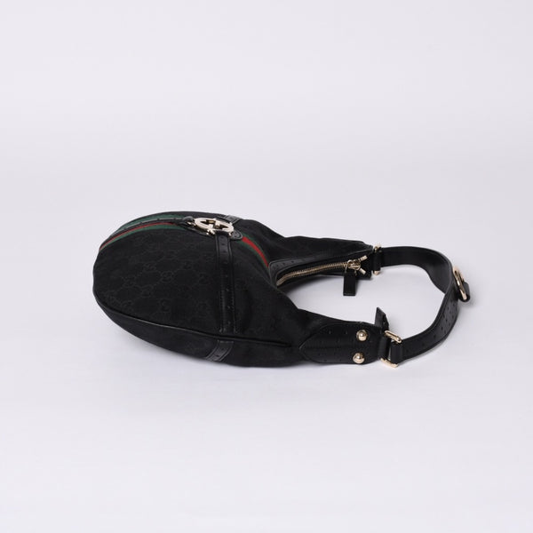 極美品 GUCCI グッチ ショルダーバッグ 114869 ワンショルダー GGキャンバス シェリーライン ブラック 4a001096