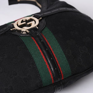 極美品 GUCCI グッチ ショルダーバッグ 114869 ワンショルダー GGキャンバス シェリーライン ブラック 4a001096