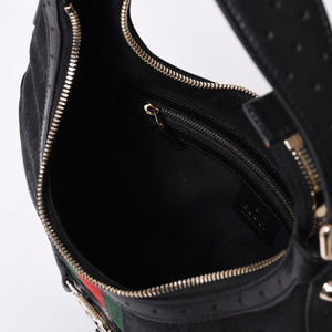 極美品 GUCCI グッチ ショルダーバッグ 114869 ワンショルダー GGキャンバス シェリーライン ブラック 4a001096