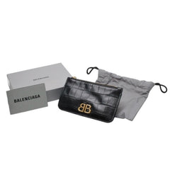 BALENCIAGA バレンシアガ コインケース カードホルダー 765465 ブラック ゴールド金具 美品 中古 4a001427