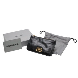 BALENCIAGA バレンシアガ コインケース カードホルダー 765465 ブラック ゴールド金具 美品 中古 4a001427