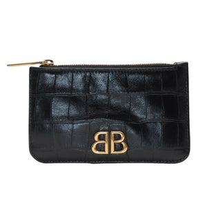 BALENCIAGA バレンシアガ コインケース カードホルダー 765465 ブラック ゴールド金具 美品 中古 4a001427