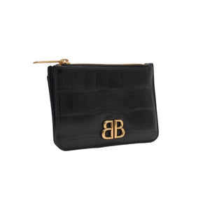 BALENCIAGA バレンシアガ コインケース カードホルダー 765465 ブラック ゴールド金具 美品 中古 4a001427