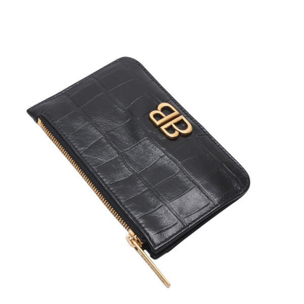 BALENCIAGA バレンシアガ コインケース カードホルダー 765465 ブラック ゴールド金具 美品 中古 4a001427