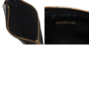 BALENCIAGA バレンシアガ コインケース カードホルダー 765465 ブラック ゴールド金具 美品 中古 4a001427