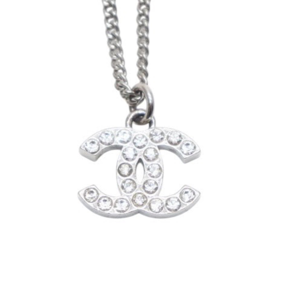 極美品 CHANEL シャネル ネックレス ココマーク ラインストーン F12W necklace F12W CC stone 中古 4a000664