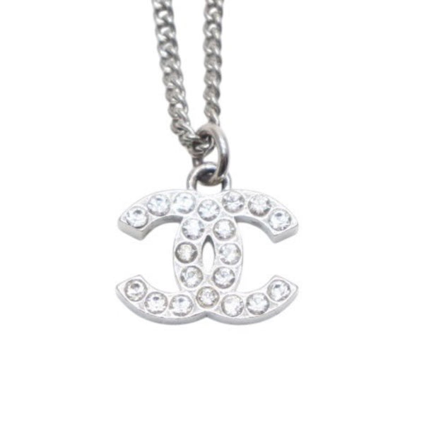 極美品 CHANEL シャネル ネックレス ココマーク ラインストーン F12W necklace F12W CC stone 中古 4a000664