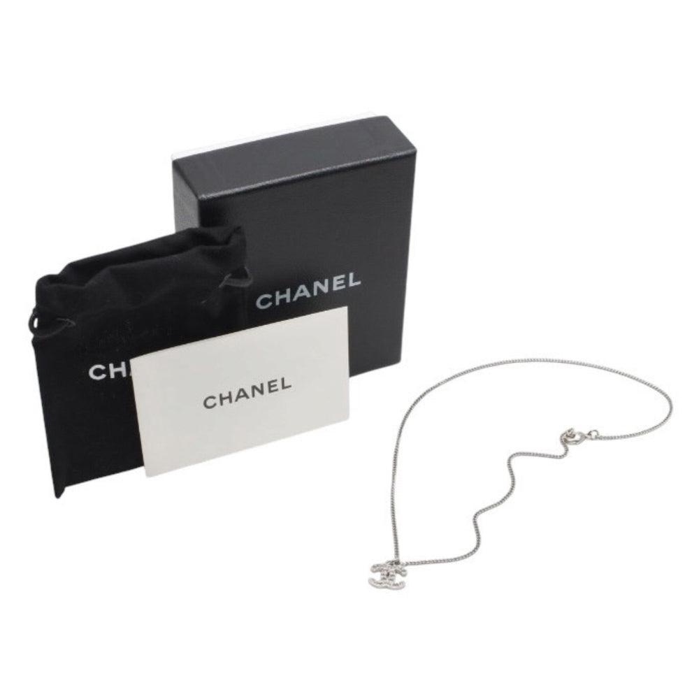 極美品 CHANEL シャネル ネックレス ココマーク ラインストーン F12W SV necklace CC rhinestone SV F12W 美品 中古 4a000657
