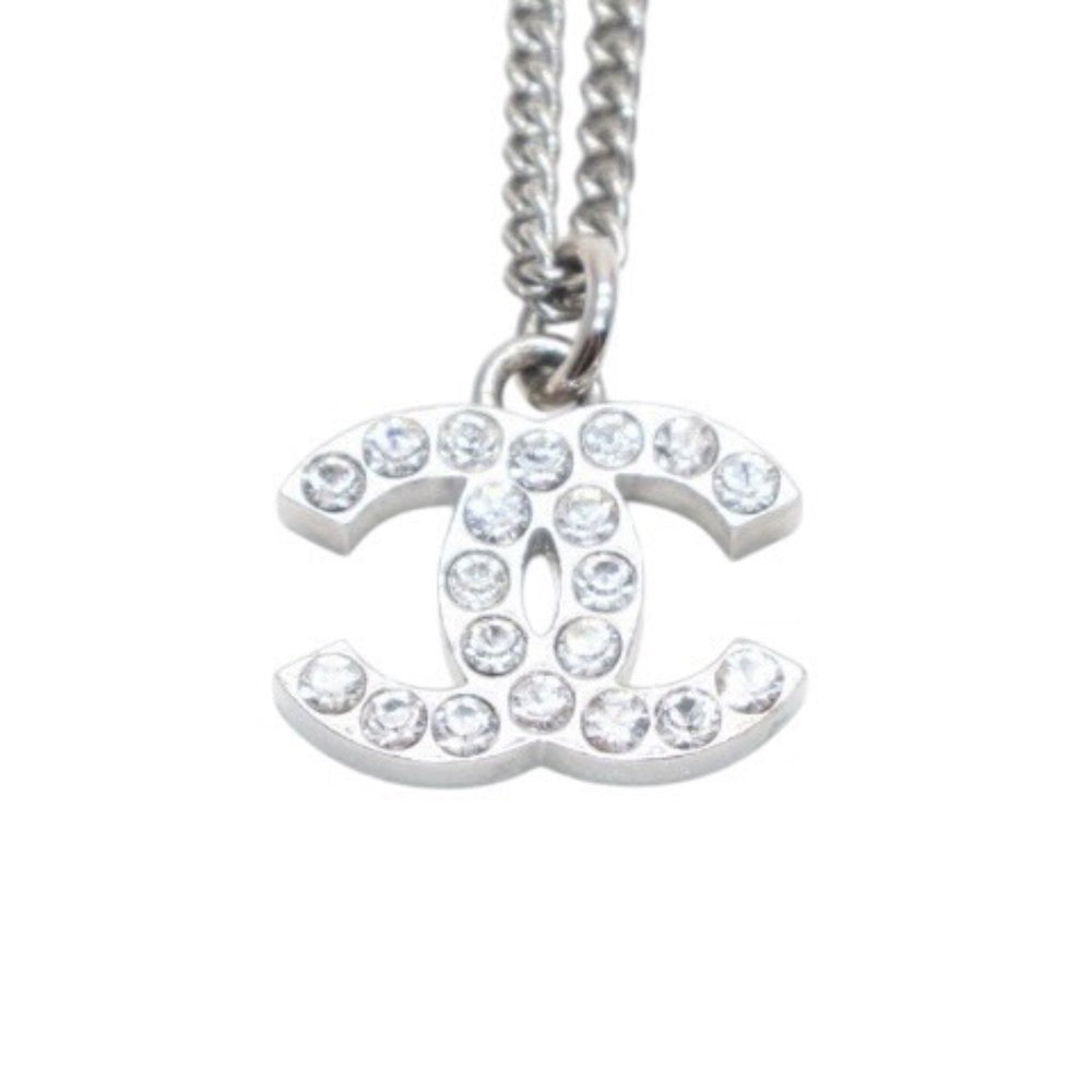 極美品 CHANEL シャネル ネックレス ココマーク ラインストーン F12W SV necklace CC rhinestone SV F12W 美品 中古 4a000657