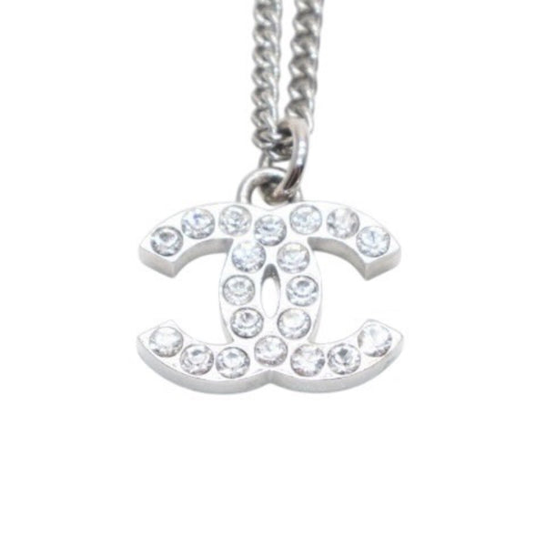Very Good Condition CHANEL Necklace Coco Mark Rhinestone F12W SV necklace CC rhinestone SV F12W Good Condition Used 4a000657