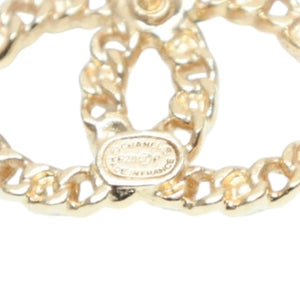 Very Good Condition CHANEL Chanel Earrings Chain x Rhinestone Coco Mark F20P Gold earring CC chain on rhinestone F20P GD Good Condition Used 4a000662