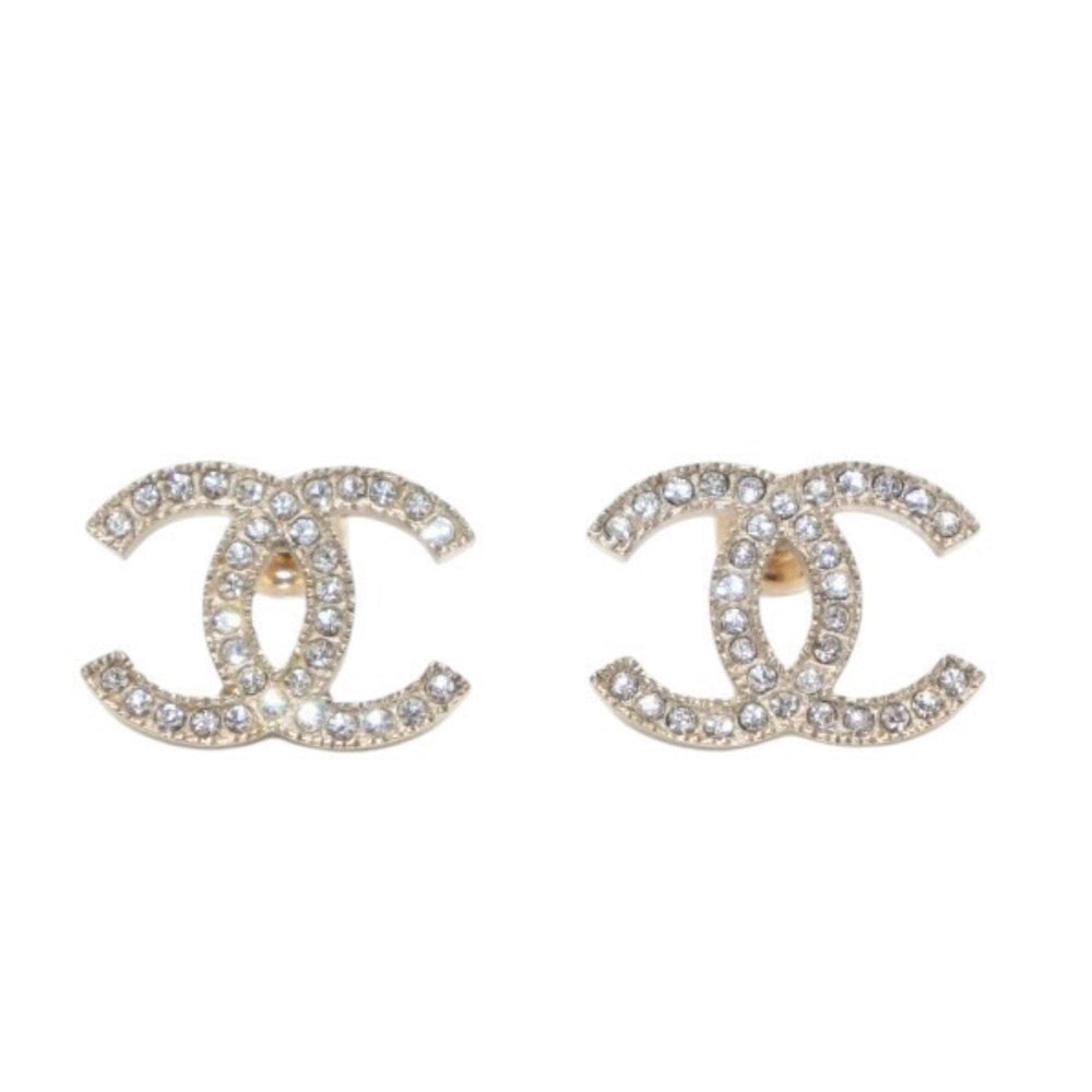 極美品 CHANEL シャネル ピアス ラインストーン ココマーク GD 14V 刻印片側 earrings Slim CC rhinestone GD 14V 美品 中古 4a000646
