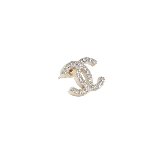 Very good condition CHANEL Chanel earrings rhinestone here mark GD 14V engraved on one side earrings Slim CC rhinestone GD 14V good condition used 4a000646