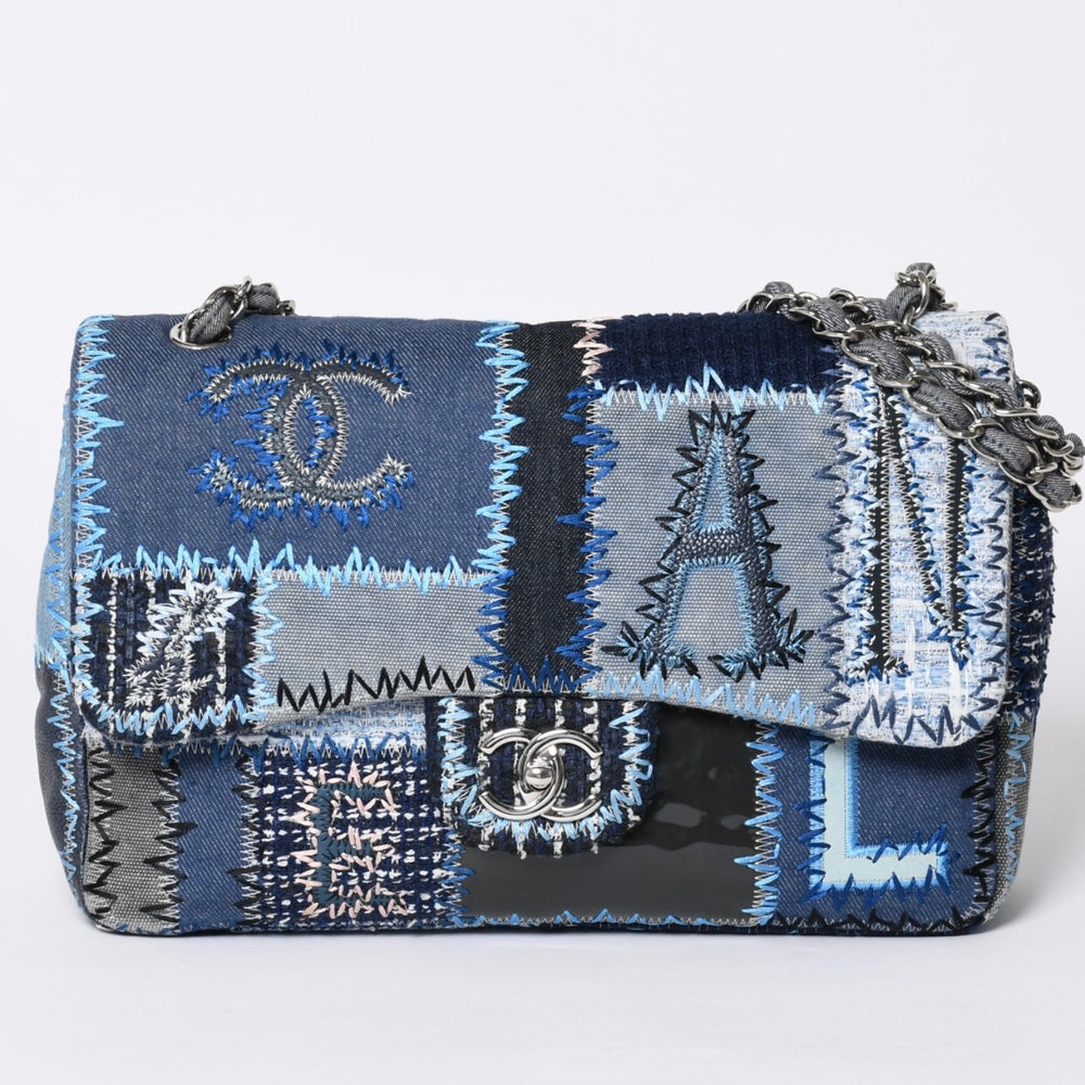 極美品 CHANEL シャネル デカマトラッセ30 Sフラップ Wチェーンショルダーバッグ 21番台 ココマーク パッチワーク ステッチ 中古 4a001187