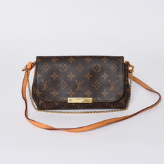 極美品 LOUIS VUITTON ルイヴィトン フェイボリットPM ショルダーバッグ M40717 モノグラム ブラウン ゴールド金具 中古 4a001285