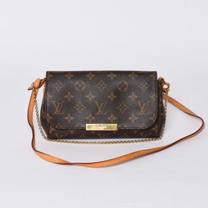 極美品 LOUIS VUITTON ルイヴィトン フェイボリットPM ショルダーバッグ M40717 モノグラム ブラウン ゴールド金具 中古 4a001285