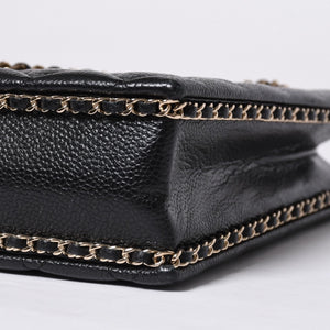 Very Good Condition CHANEL EVENING BAG Evening Bag Chain Shoulder Bag AS3314 Random Number Coco Mark Caviar Skin Used 4a001277