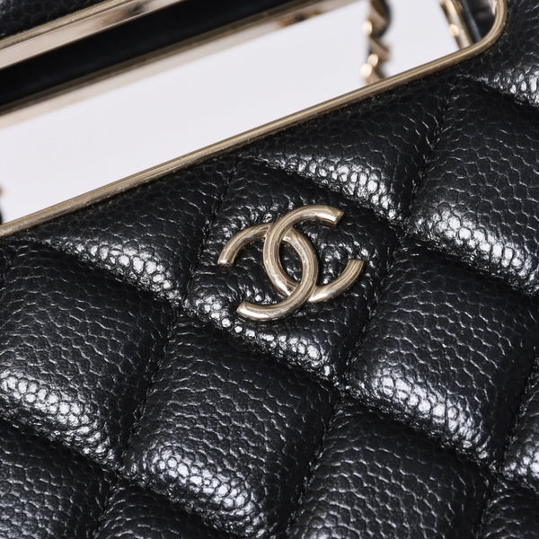 Very Good Condition CHANEL EVENING BAG Evening Bag Chain Shoulder Bag AS3314 Random Number Coco Mark Caviar Skin Used 4a001277