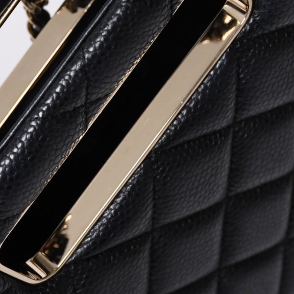 Very Good Condition CHANEL EVENING BAG Evening Bag Chain Shoulder Bag AS3314 Random Number Coco Mark Caviar Skin Used 4a001277