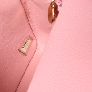 Very Good Condition CHANEL Mini Matelasse Chain Shoulder Bag Coco Mark No. 9 Caviar Skin Pink Gold Hardware Used 4a001542