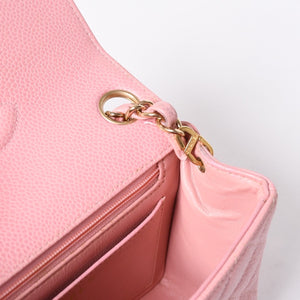 Very Good Condition CHANEL Mini Matelasse Chain Shoulder Bag Coco Mark No. 9 Caviar Skin Pink Gold Hardware Used 4a001542