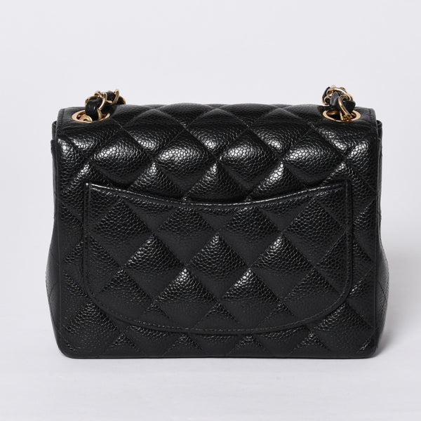 Very Good Condition CHANEL Mini Matelasse Chain Shoulder Bag No. 8 Caviar Skin Gold Hardware Black Used 4a001543