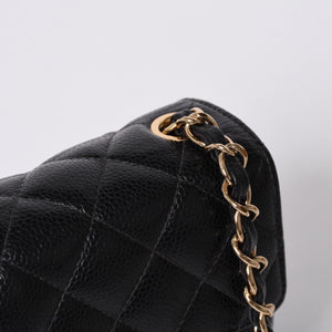 Very Good Condition CHANEL Mini Matelasse Chain Shoulder Bag No. 8 Caviar Skin Gold Hardware Black Used 4a001543