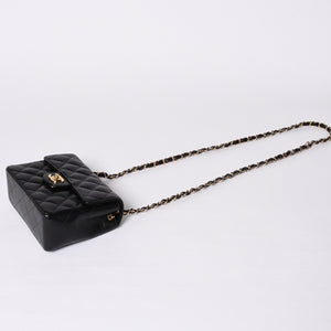 Very Good Condition CHANEL Mini Matelasse Chain Shoulder Bag No. 8 Caviar Skin Gold Hardware Black Used 4a001543
