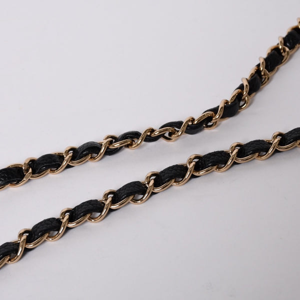 Very Good Condition CHANEL Mini Matelasse Chain Shoulder Bag No. 8 Caviar Skin Gold Hardware Black Used 4a001543