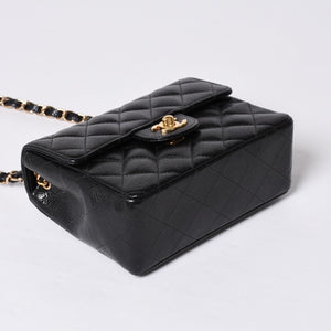 Very Good Condition CHANEL Mini Matelasse Chain Shoulder Bag No. 8 Caviar Skin Gold Hardware Black Used 4a001543