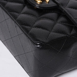 Very Good Condition CHANEL Mini Matelasse Chain Shoulder Bag No. 8 Caviar Skin Gold Hardware Black Used 4a001543
