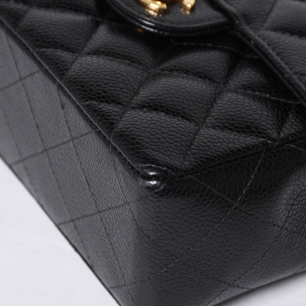 Very Good Condition CHANEL Mini Matelasse Chain Shoulder Bag No. 8 Caviar Skin Gold Hardware Black Used 4a001543