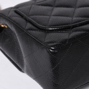 Very Good Condition CHANEL Mini Matelasse Chain Shoulder Bag No. 8 Caviar Skin Gold Hardware Black Used 4a001543