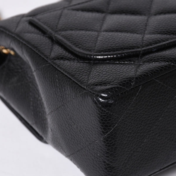 Very Good Condition CHANEL Mini Matelasse Chain Shoulder Bag No. 8 Caviar Skin Gold Hardware Black Used 4a001543